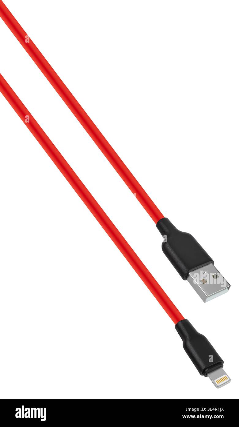 High-speed charging cable for phones with USB and Type-C, on a white background with insulation Stock Photo