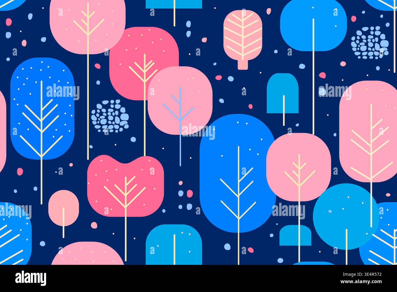 Seamless vector pattern with Conifer and deciduous Tree on a white background Stock Vector