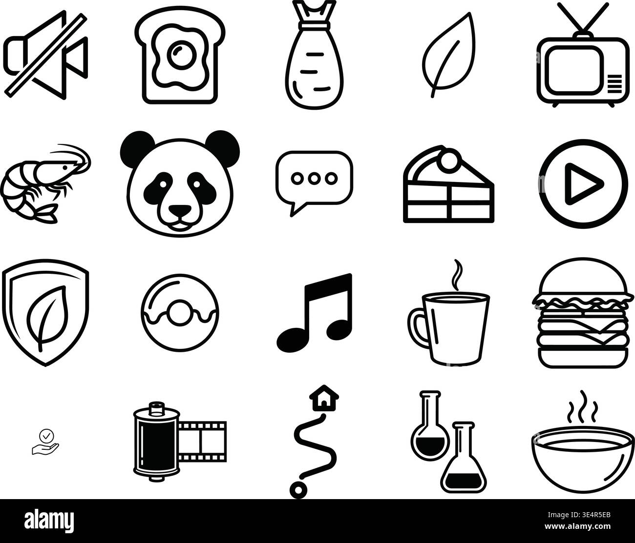 Mixed Lifestyle Food Nature And Science Line Icon Set. Stock Vector