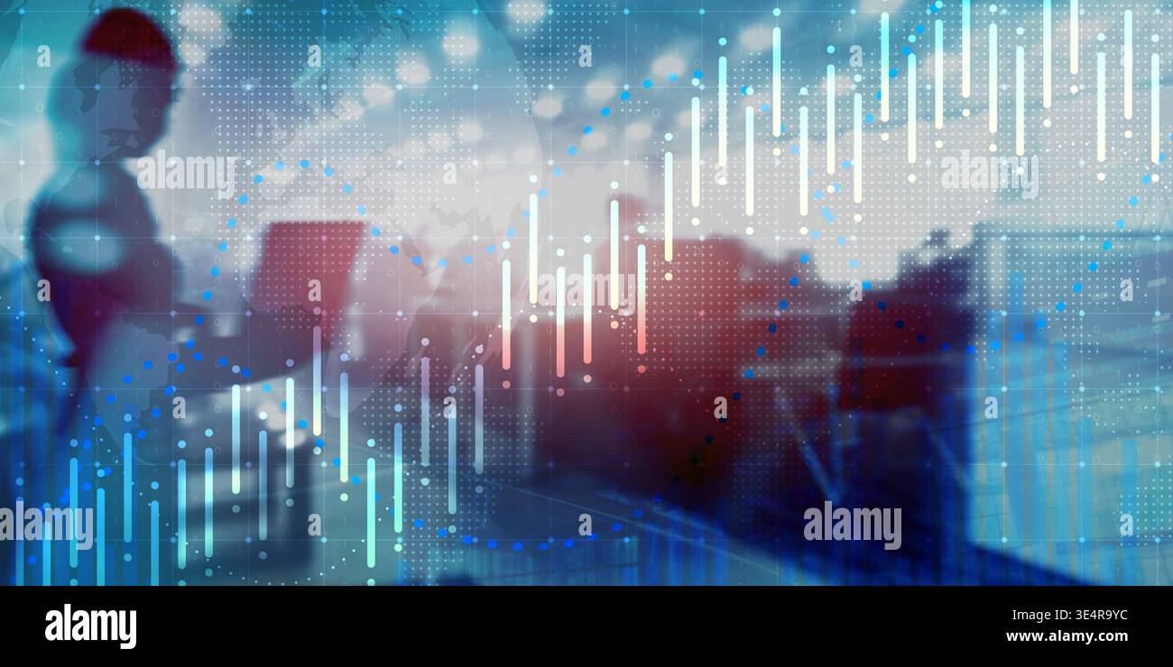 Market Performance Visualization with Financial Data and Business Analytics. Stock Photo