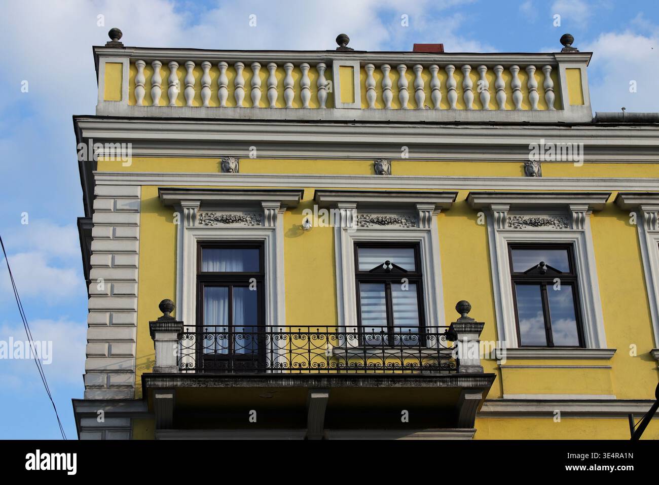 Elegant Historic Building Facade with Ornate Windows and Architectural ...