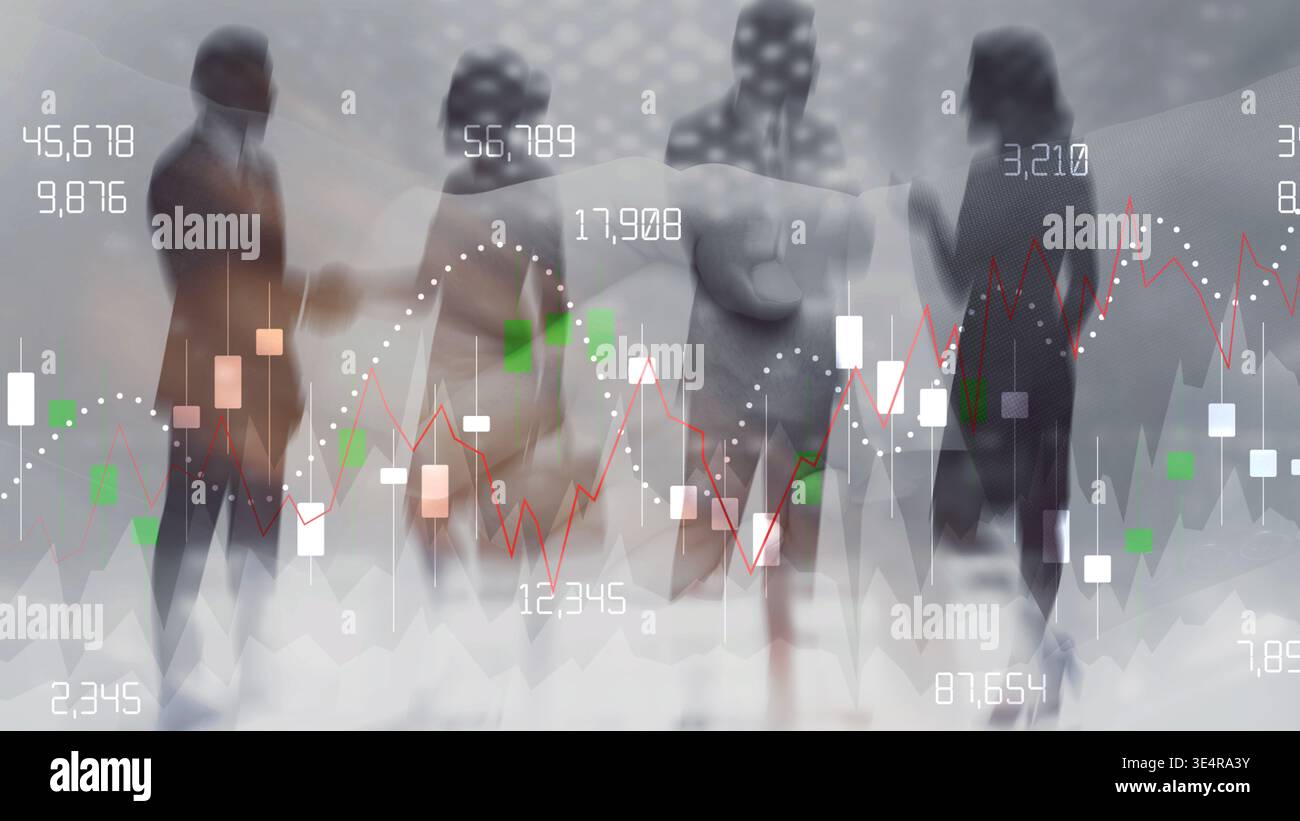 Abstract futuristic data processing visualization with glowing nodes and connections. Stock Photo