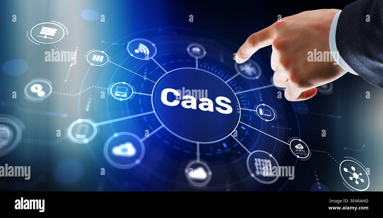 CaaS solutions with automated container orchestration and cloud infrastructure optimization. Stock Photo