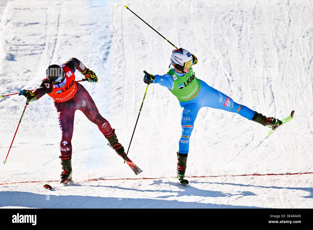 Simone Rak Canada's Reece Howden and Italy's Simone Deromedis at the finish line ...
