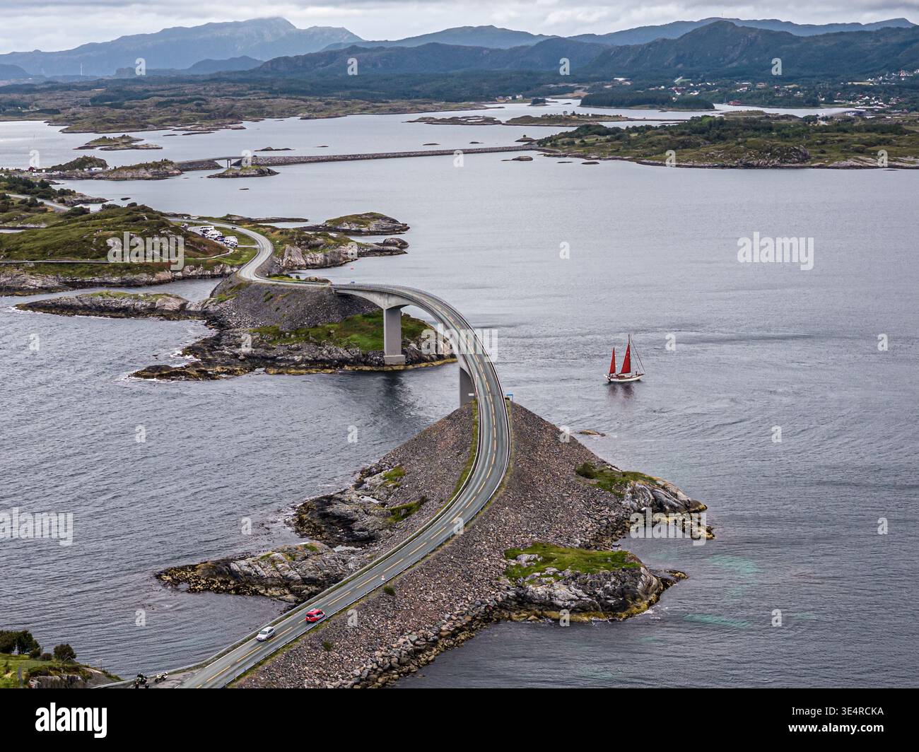 Multiple Birdges Aerial view of the Atlantic Ocean Road (Atlanterhavsveien), multiple ...