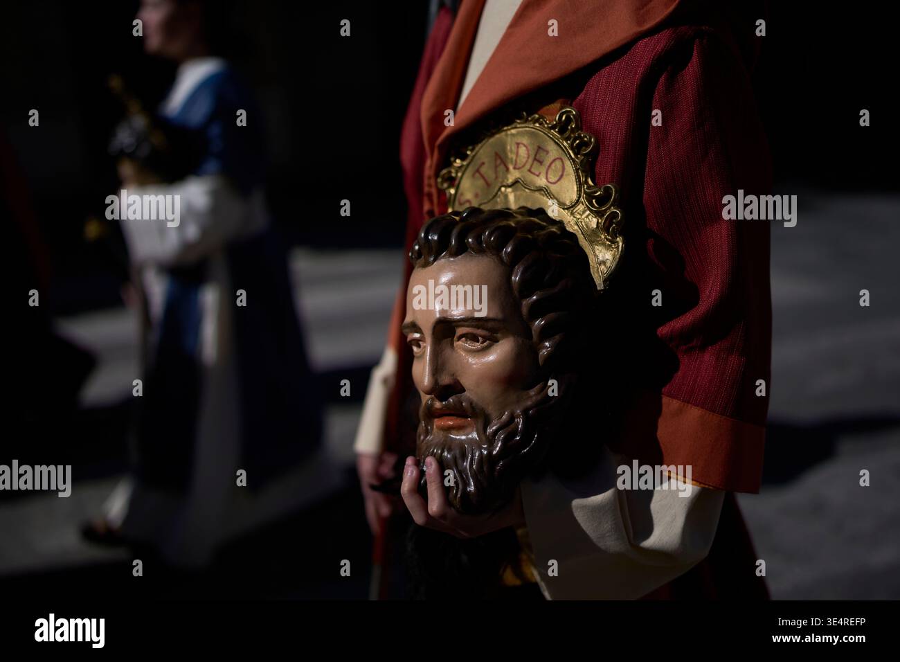 A penitent of the 'Pollinita' brotherhood, dressed in a typical Apostle ...