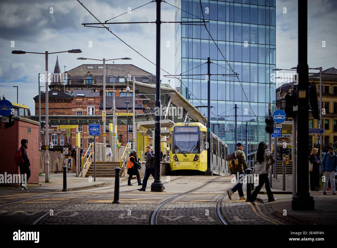 Shudehill transport interchange tram stop in Manchester City centre Stock Photo