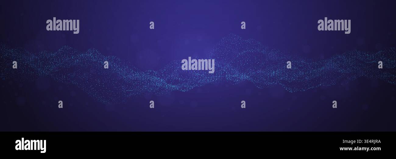 Abstract technology background. Futuristic particles wave. Digital data flow and glowing dots. Futuristic network signal or sound visualization Stock Vector