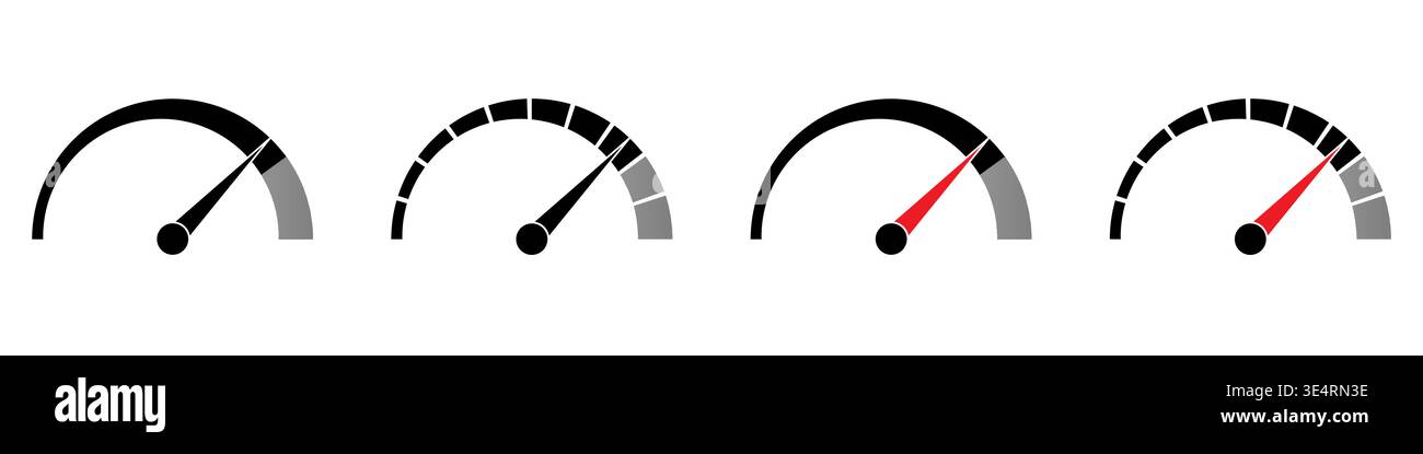 Gauge Meter Icon. Speedometer Icon. Tachometer or Odometer Display. Vector Illustration. Stock Vector