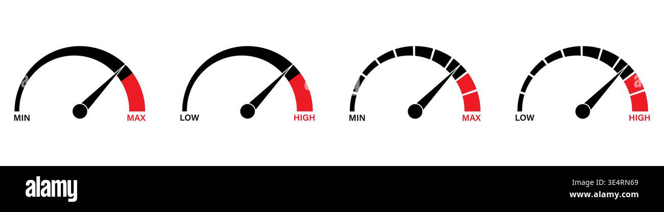 Gauge Meter Icon. Speedometer Icon. Tachometer or Odometer Display. Vector Illustration. Stock Vector