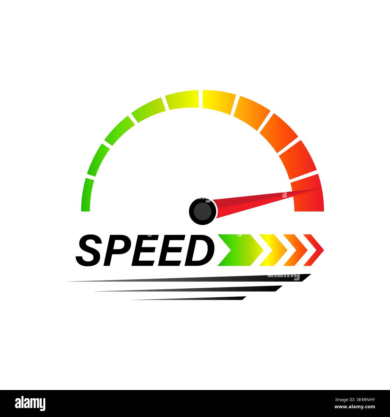 Speed Logo Symbol. Gauge Meter Icon. Speedometer Icon. Tachometer or Odometer Display. Vector Illustration. Stock Vector