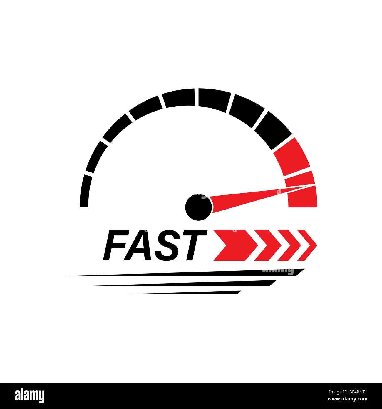 Fast and Speed Logo Symbol. Gauge Meter Icon. Speedometer Icon. Tachometer or Odometer Display. Vector Illustration. Stock Vector