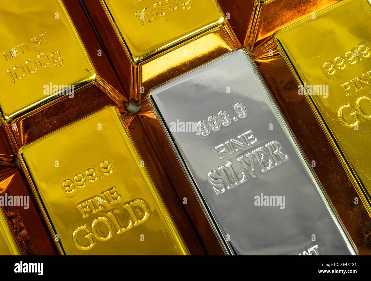Fine silver and gold bar Stock Photo