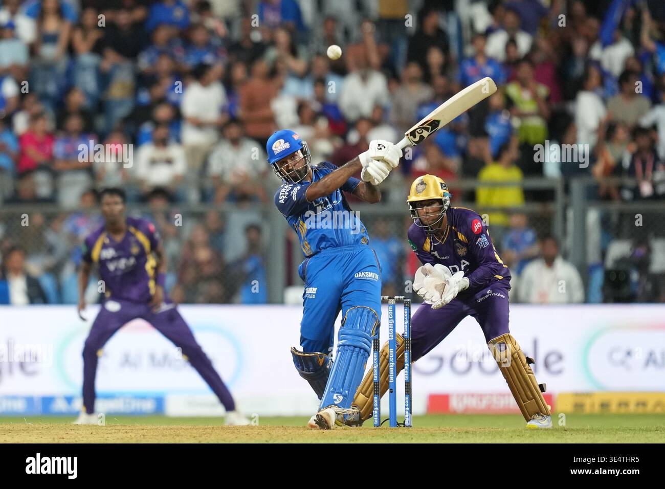 Rafiq Rider Mumbai Indians' captain Hardik Pandya plays a shot during the Indian ...
