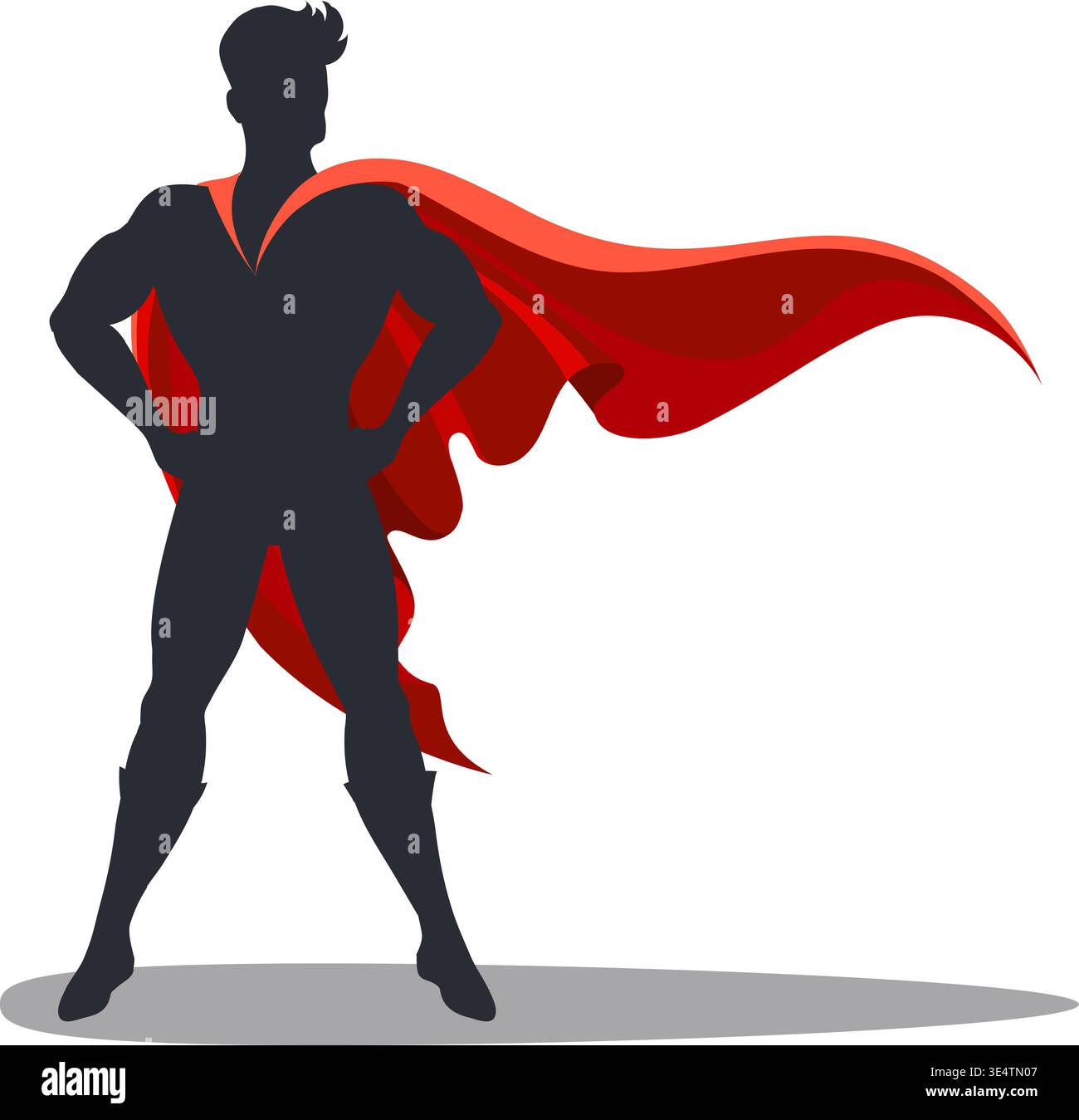Man silhouette in superhero cape Stock Vector