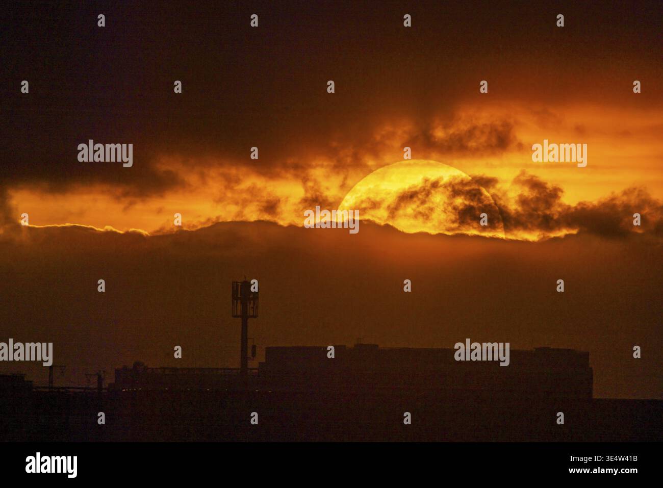 Sunset with dramatic clouds. Stuttgart, Baden-Wuerttemberg, Germany Stock Photo