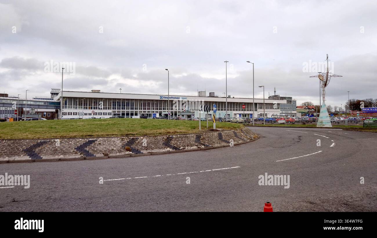 Glasgow Prestwick International Airport terminal building Stock Photo