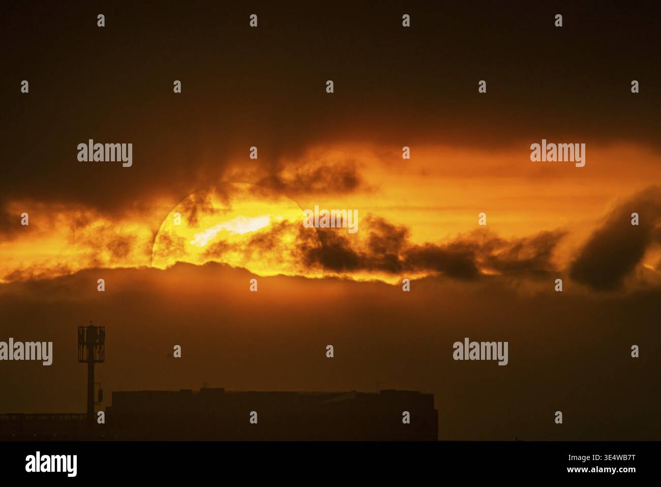 Sunset with dramatic clouds. Stuttgart, Baden-Wuerttemberg, Germany Stock Photo
