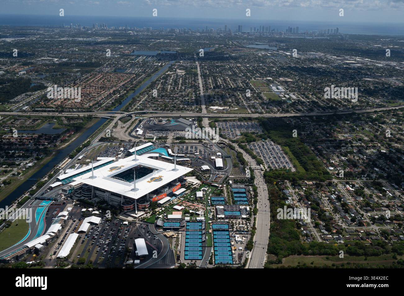 Aerial views of the Miami Open tennis tournament Saturday, Mar. 21 ...