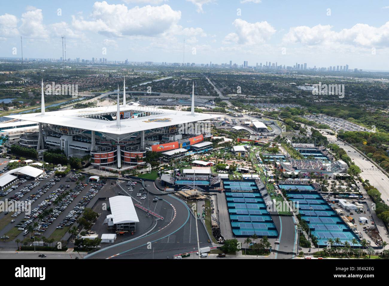 Aerial views of the Miami Open tennis tournament Saturday, Mar. 21 ...