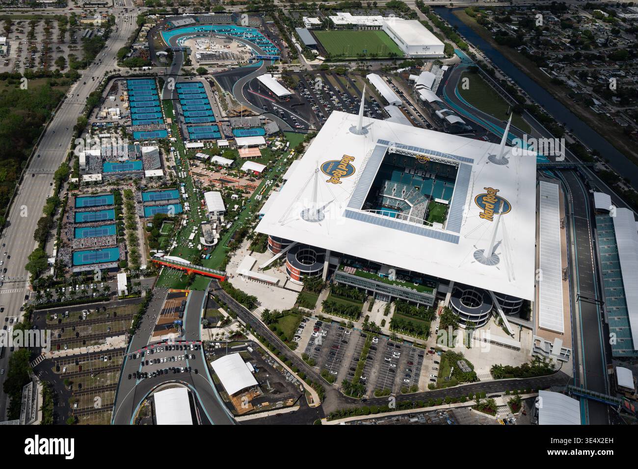 Aerial views of the Miami Open tennis tournament Saturday, Mar. 21 ...
