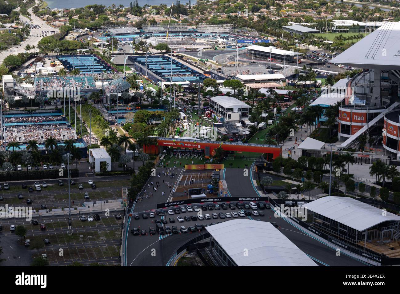 Aerial views of the Miami Open tennis tournament Saturday, Mar. 21 ...