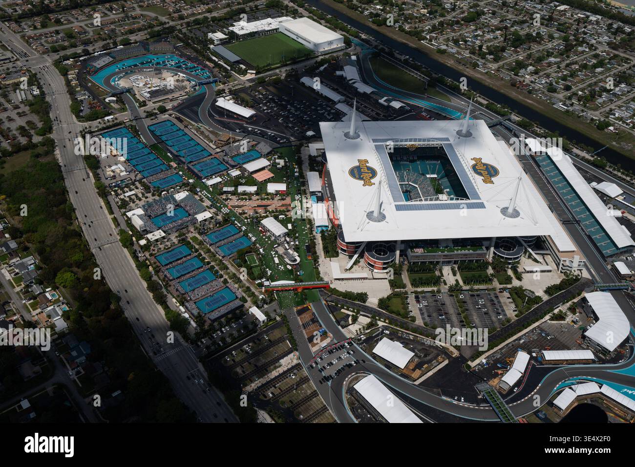 Aerial views of the Miami Open tennis tournament Saturday, Mar. 21 ...