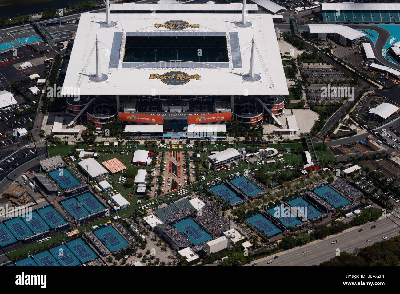 Aerial views of the Miami Open tennis tournament Saturday, Mar. 21 ...