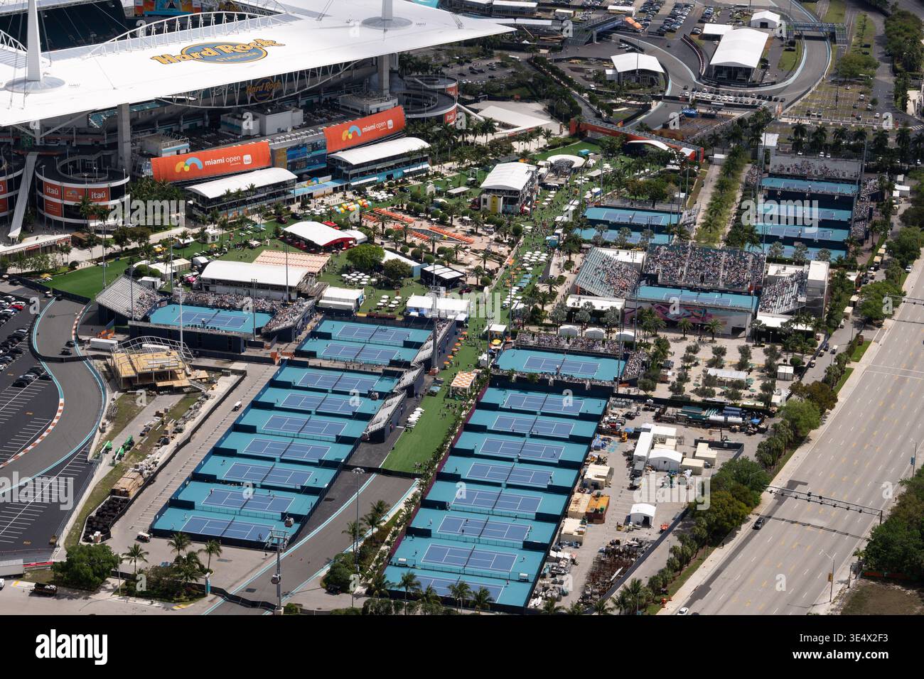 Aerial views of the Miami Open tennis tournament Saturday, Mar. 21 ...