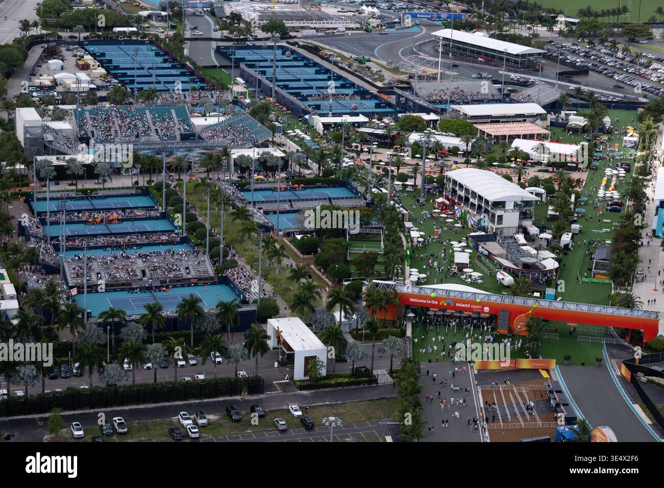 Aerial views of the Miami Open tennis tournament Saturday, Mar. 21 ...