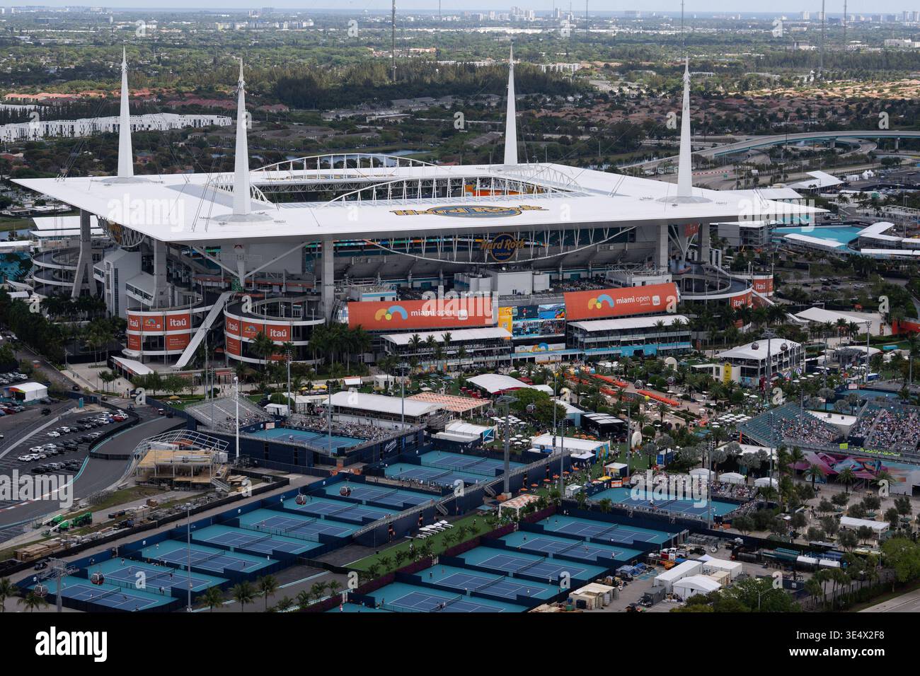 Aerial views of the Miami Open tennis tournament Saturday, Mar. 21 ...