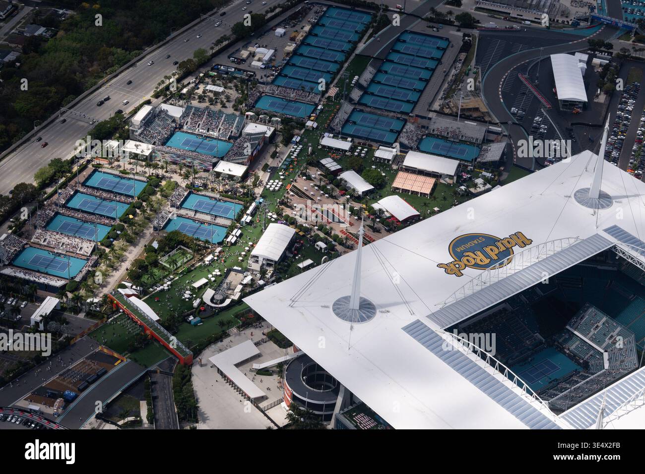 Aerial views of the Miami Open tennis tournament Saturday, Mar. 21 ...