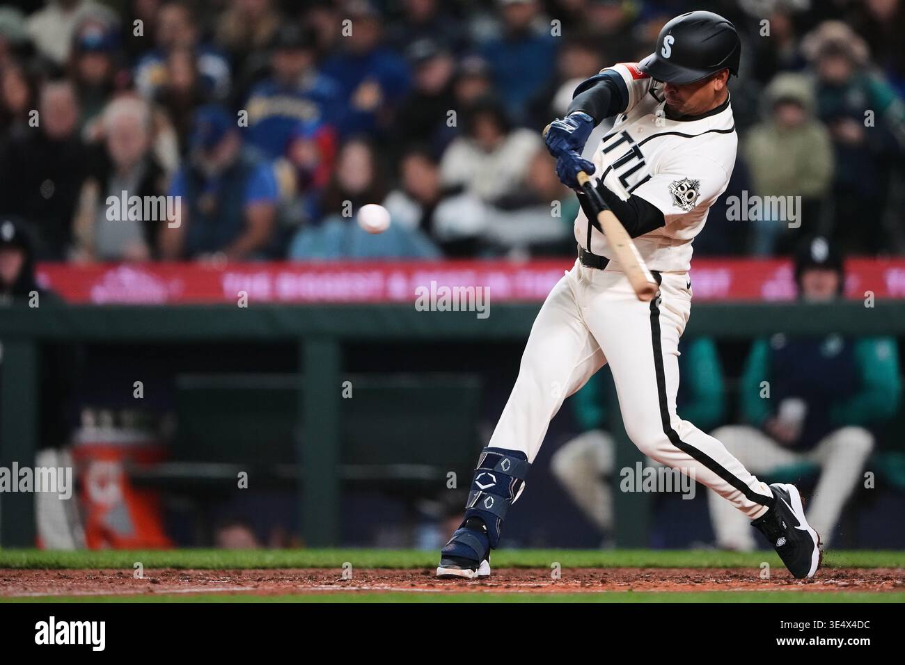 Seattle Mariners Leo Rivas Hits An RBI Single To Score Dominic Canzone Seattle Mariners Leo Rivas Hits An Rbi Single To Score Dominic Canzone Against The Cleveland Guardians During The Fourth Inning Of A Baseball Game Sunday March 29 2026 In Seattle Ap Wasson 3E4X4DC 