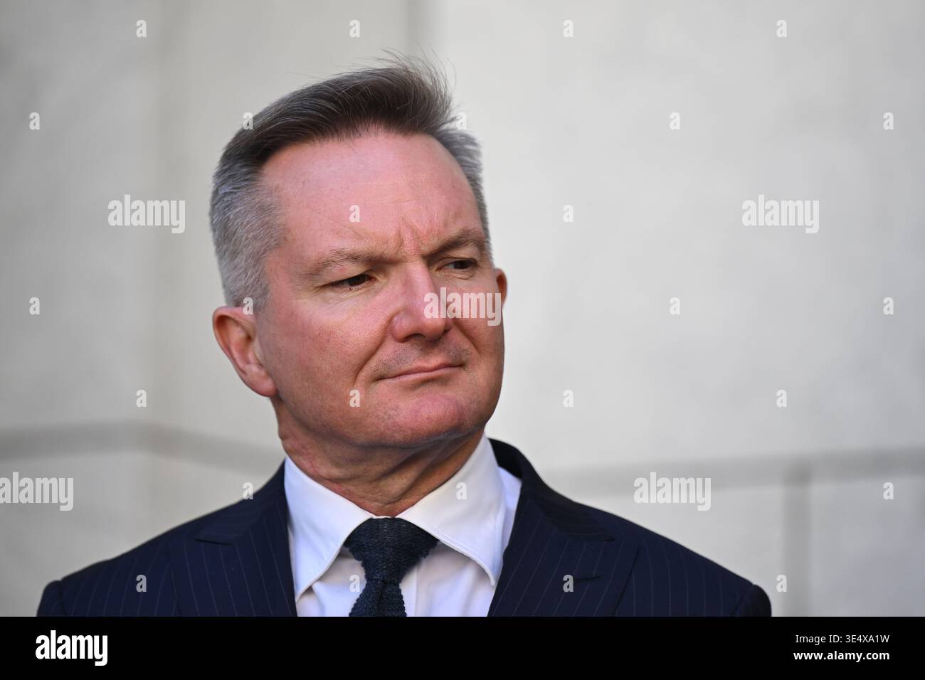 Australian Energy Minister Chris Bowen speaks to the media during a ...