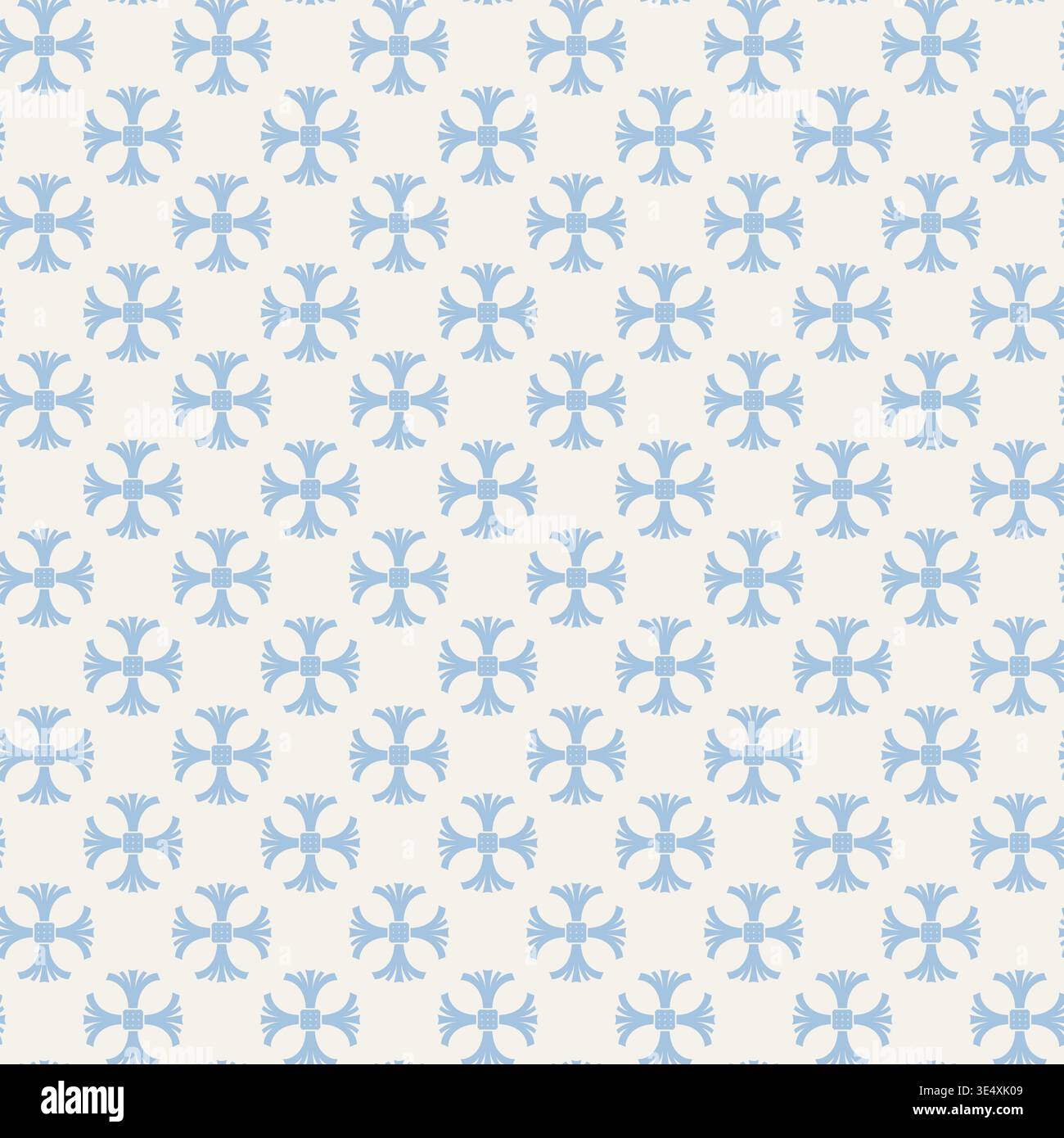Classic Symmetrical Cross Floral Grid Stock Vector