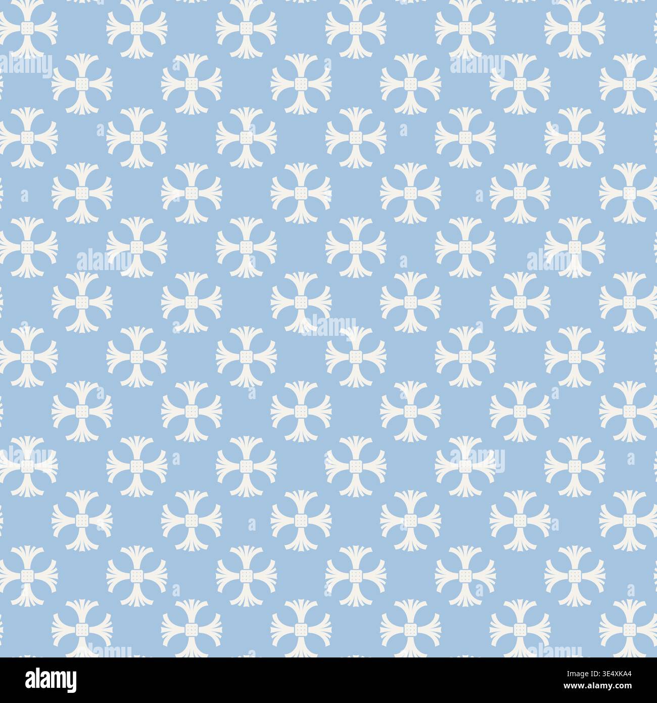 Classic Symmetrical Cross Floral Grid Pattern Stock Vector