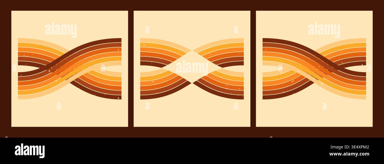 Set with square designs, rainbow stripe waves. Stock Vector
