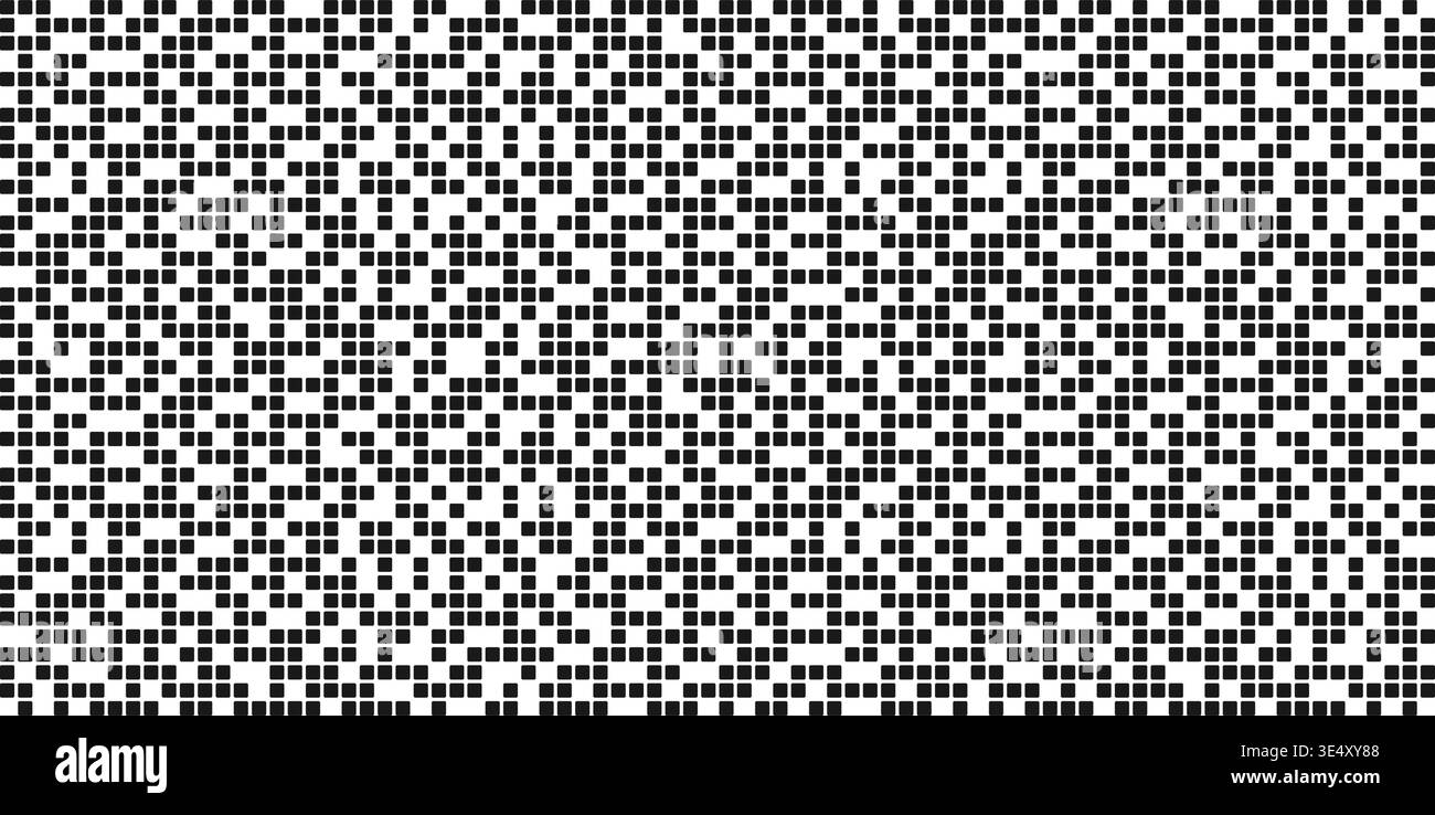 Random square pixel bg. Black dot background. Abstract digital pattern with square elements grid. Random cyber texture. Modern vector illustration Stock Vector