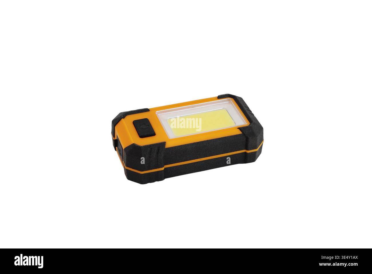 LED Flashlight Rechargeable. Close-up. Isolated on white background. Stock Photo