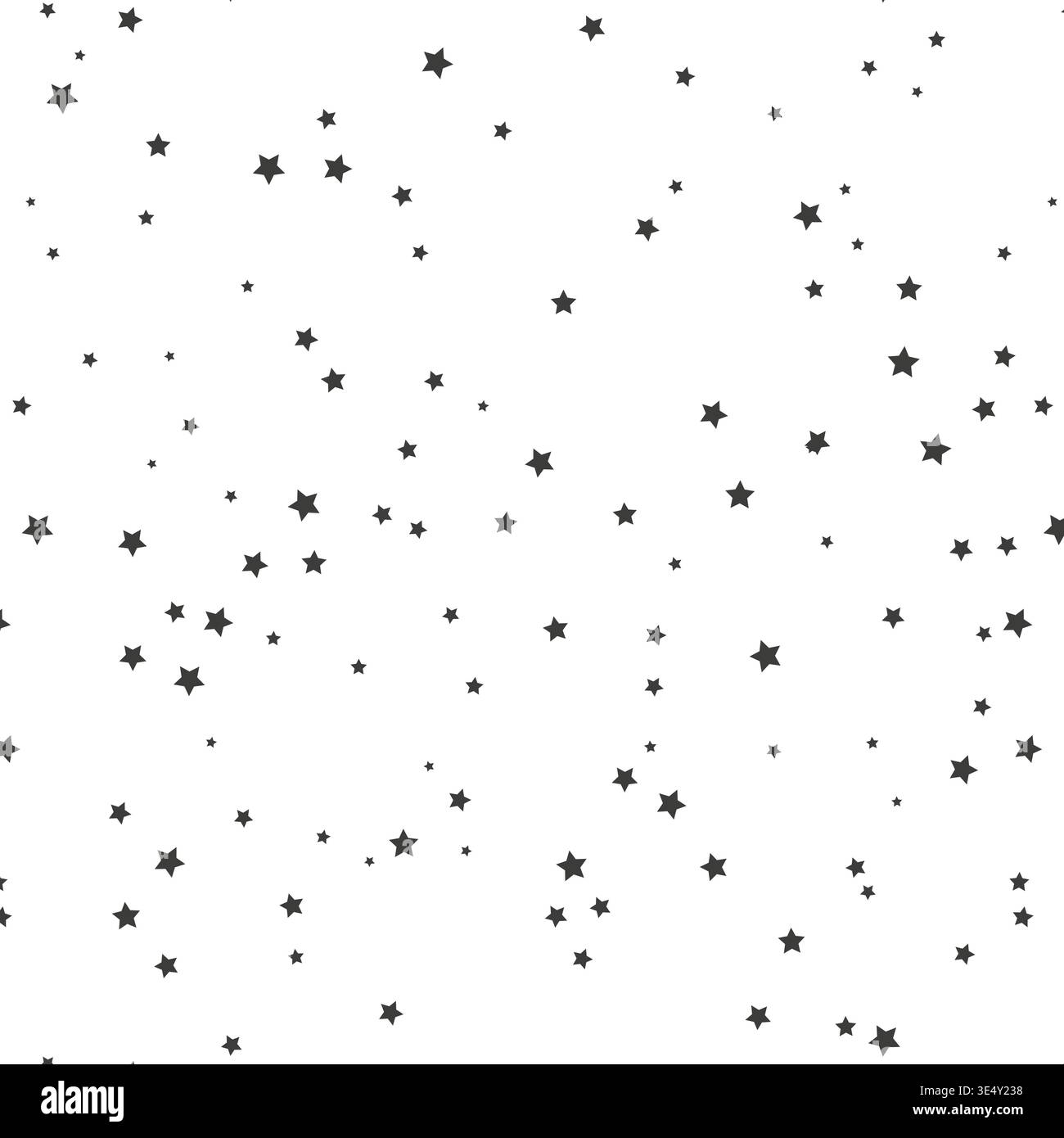 Seamless star pattern. Black stars on a white background Stock Vector
