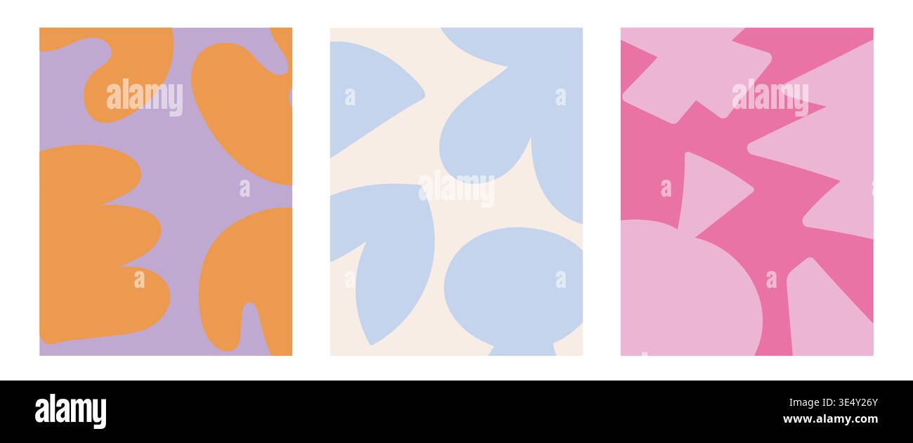 Creative cover set with organic doodle shapes Stock Vector