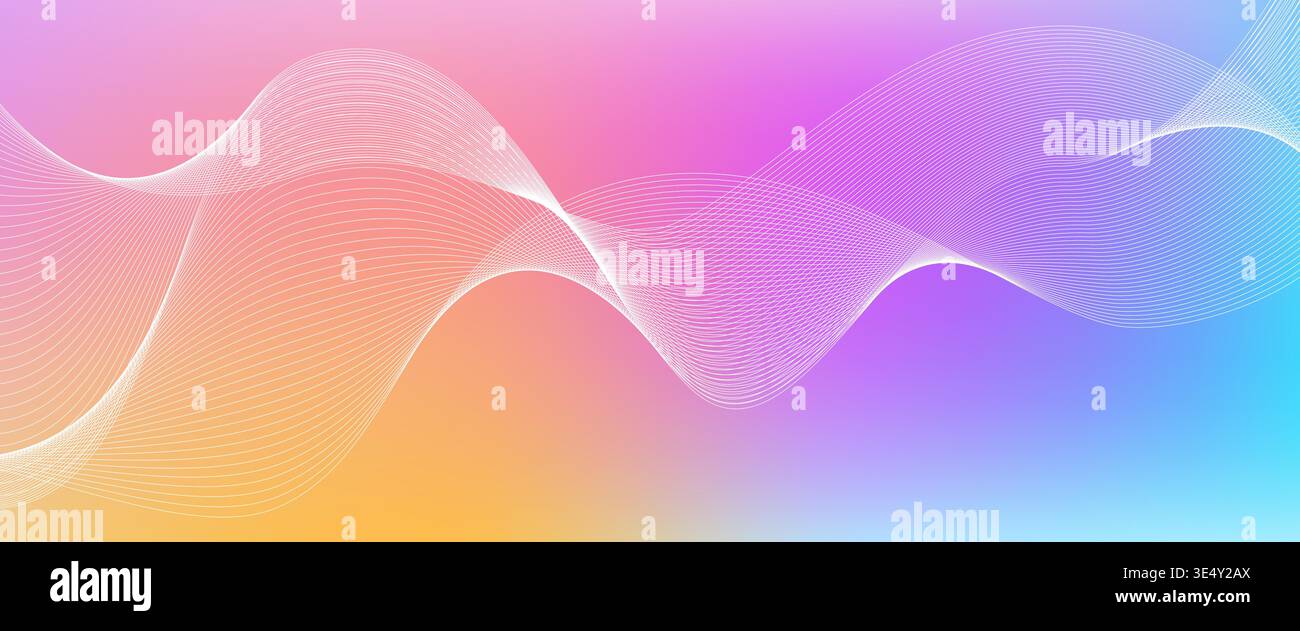 Blurred bright colors mesh background with wavy white lines Stock Vector