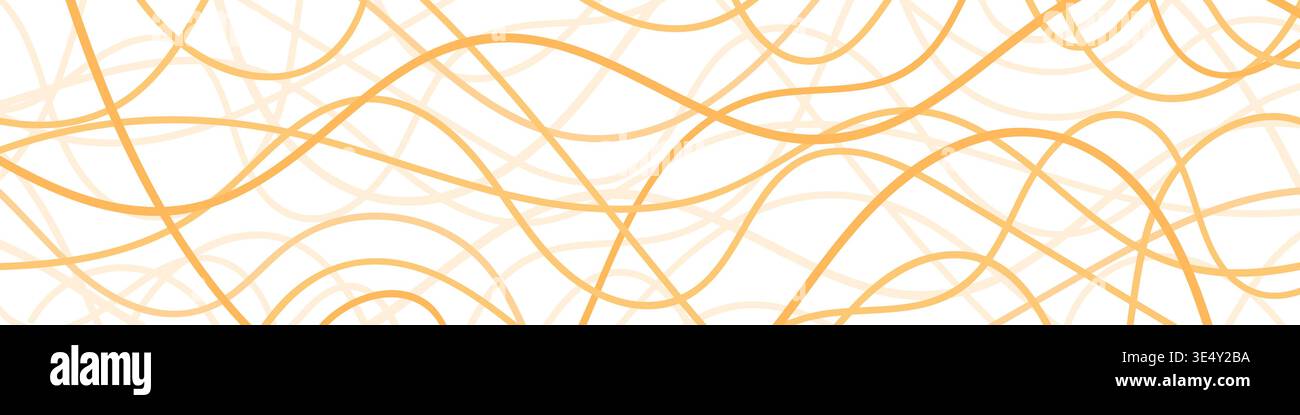 Pasta background. Yellow pattern with doodle spaghetti. Ramen noodle Stock Vector