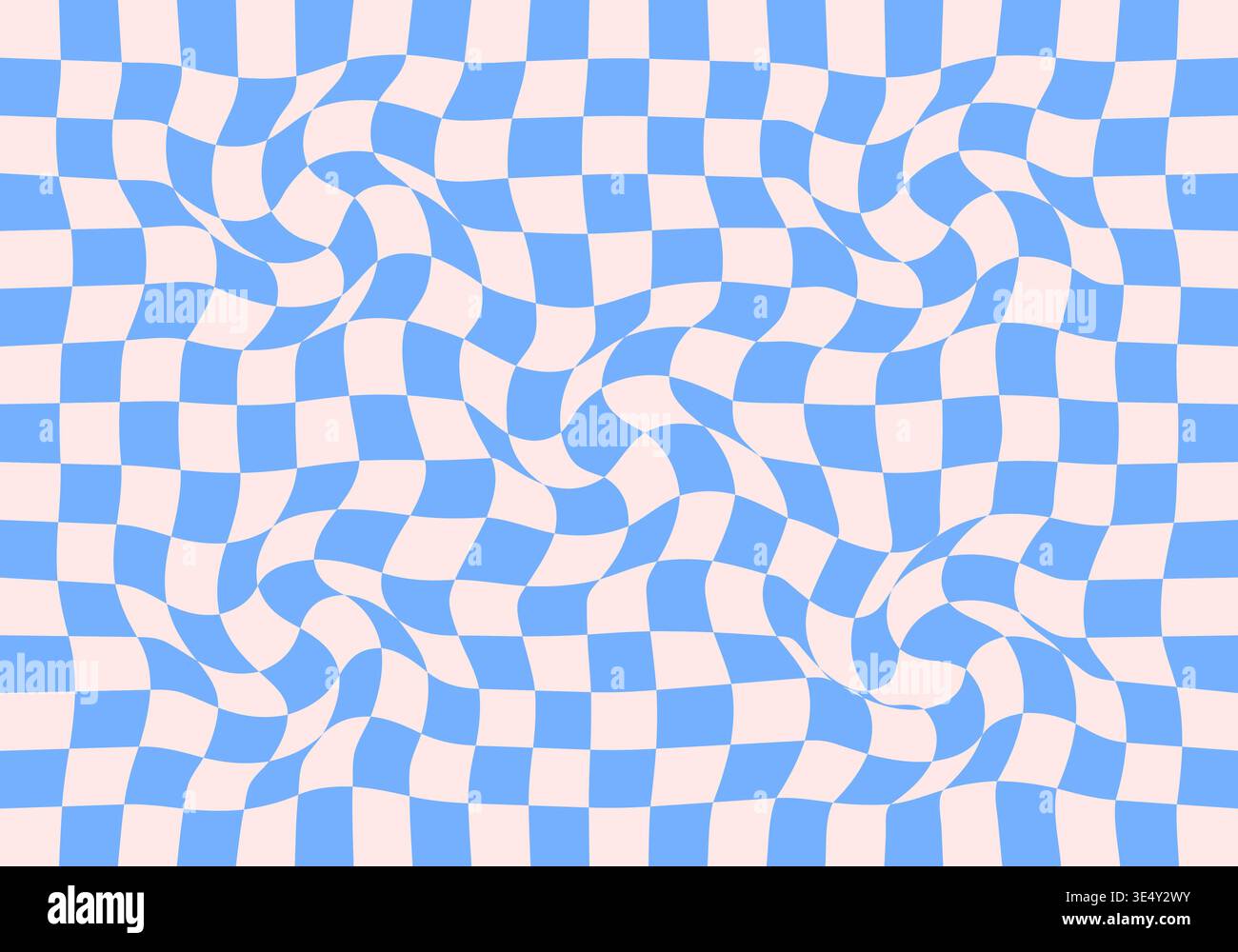 Wavy checkerboard background. Twisted psychedelic pattern Stock Vector