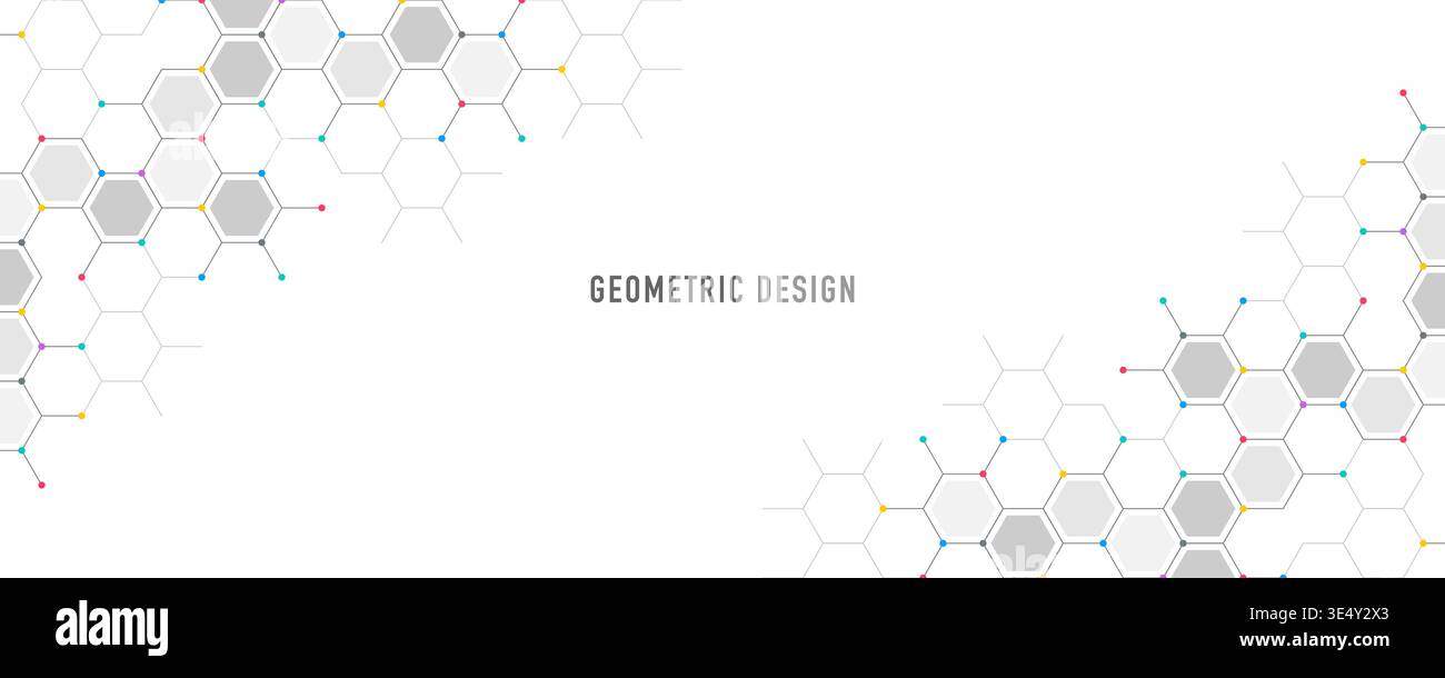 Graphic design element with abstract geometric background of simple hexagon pattern Stock Vector