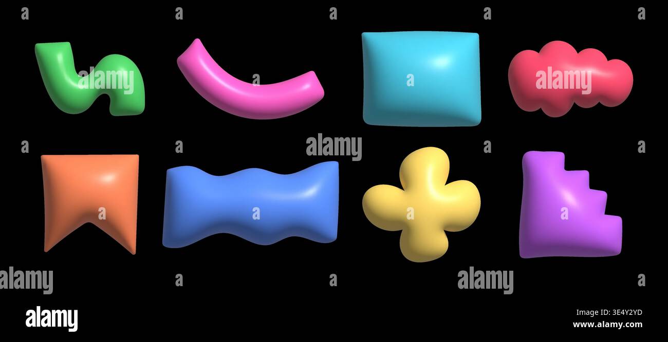 3d abstract shapes collection. Empty realistic design badges collection Stock Vector