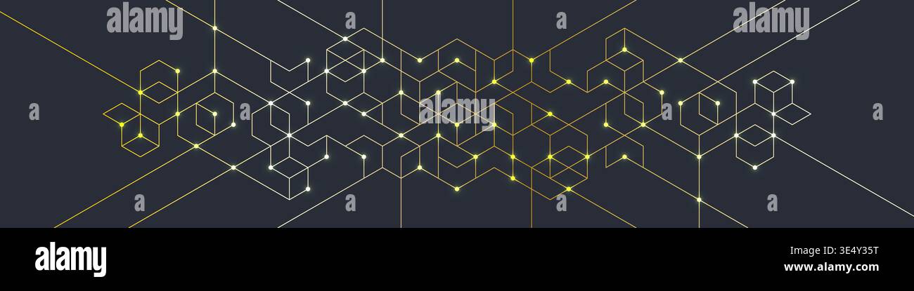 Abstract design element with geometric background and golden hexagons shape pattern Stock Vector