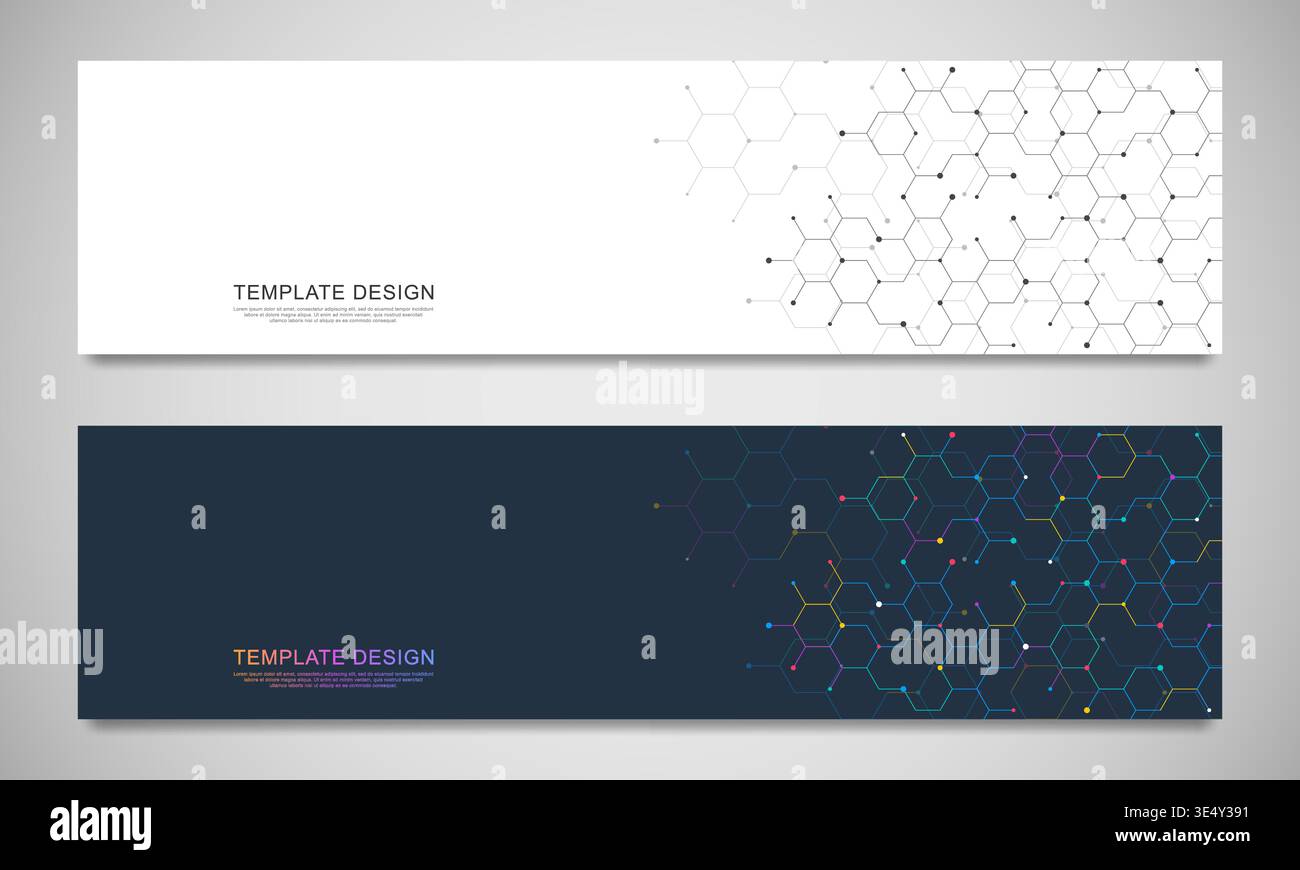 Abstract geometric background with hexagons shape pattern for banner or website header template Stock Vector