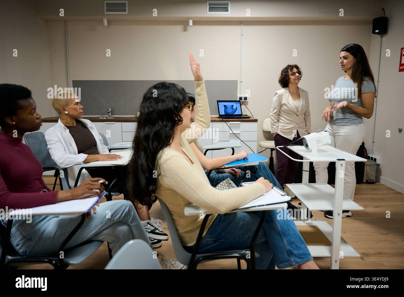 Students learning during an interactive classroom workshop Stock Photo