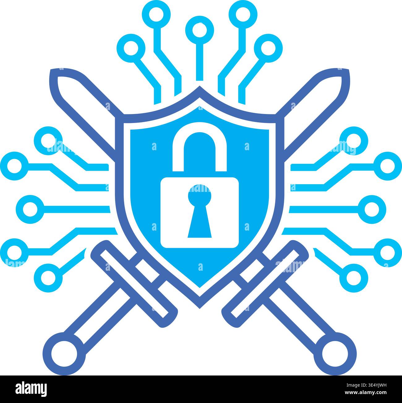Cyber Security Shield Icon Data Protection. Lock Network Safety. Technology Concept. Stock Vector